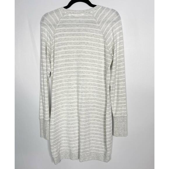 Athleta S Heather Gray Criss Cross Striped Long Sleeve Sweatshirt Dress Modal - Picture 2 of 11
